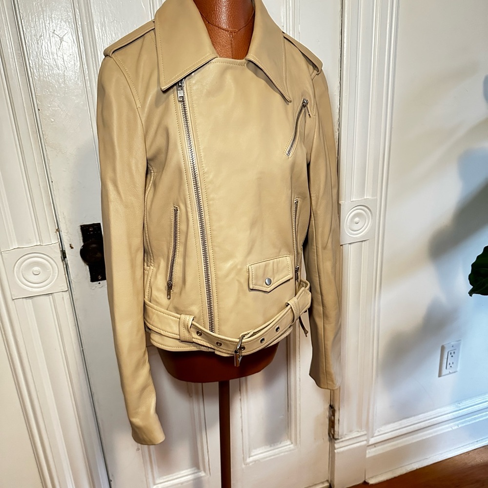 A.L.C. Beige Leather Biker Jacket